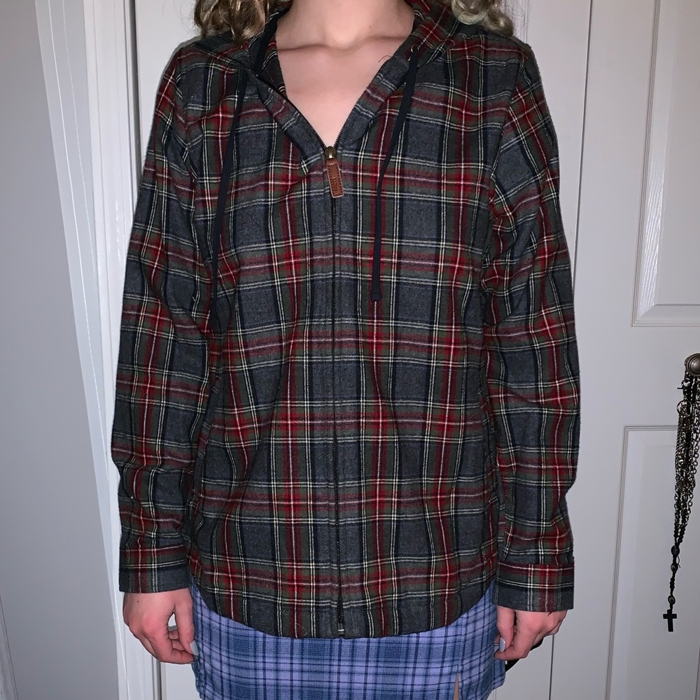 L.L. Bean hooded zip-up flannel